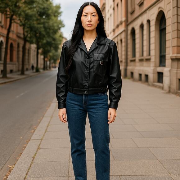 Vintage 80s Surf and Turf of California Dark Grey Cropped Utility Jacket Size L - Picture 1 of 11